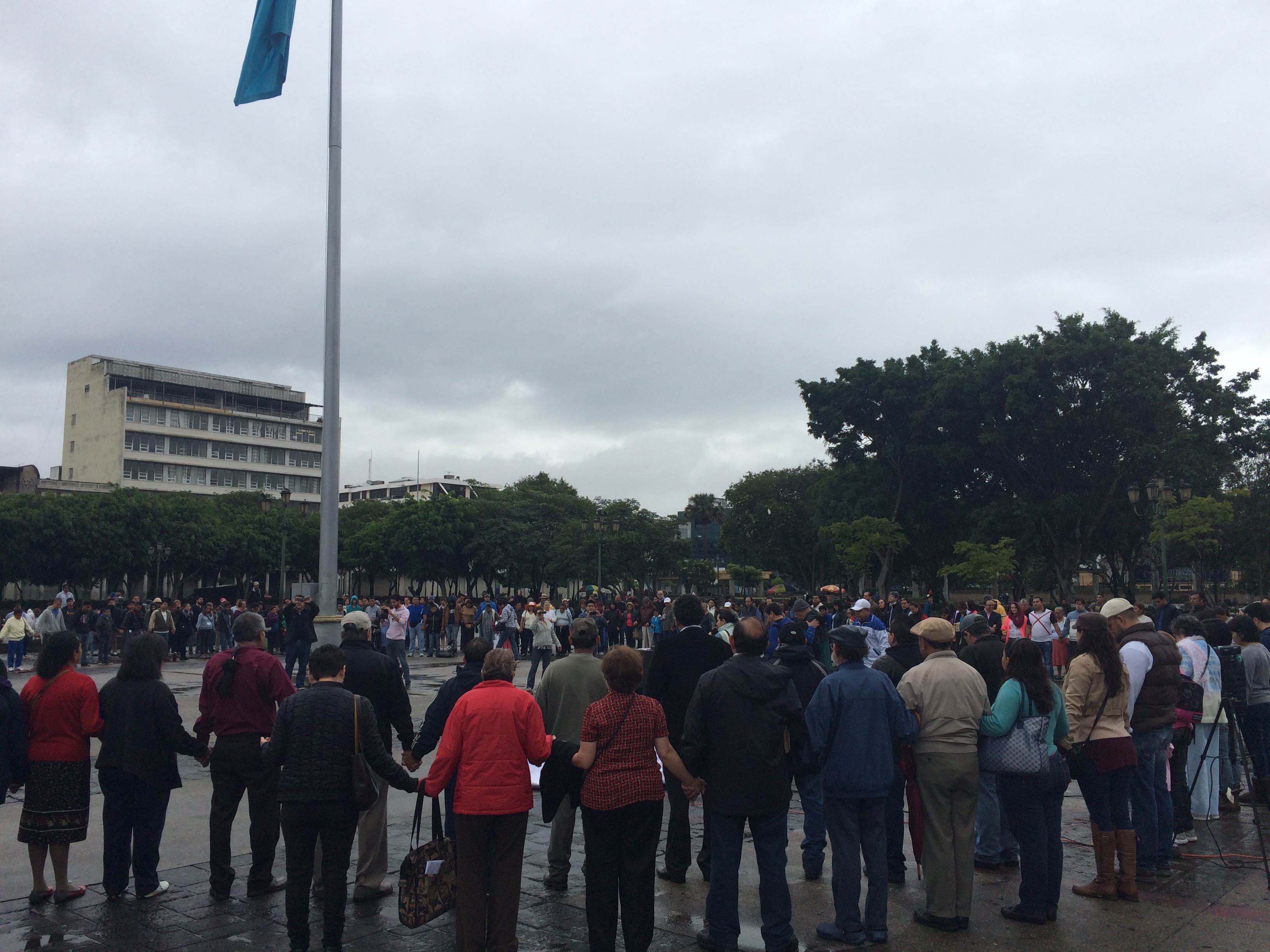 Prayer Gathering in the Plaza in Guatemala City. 