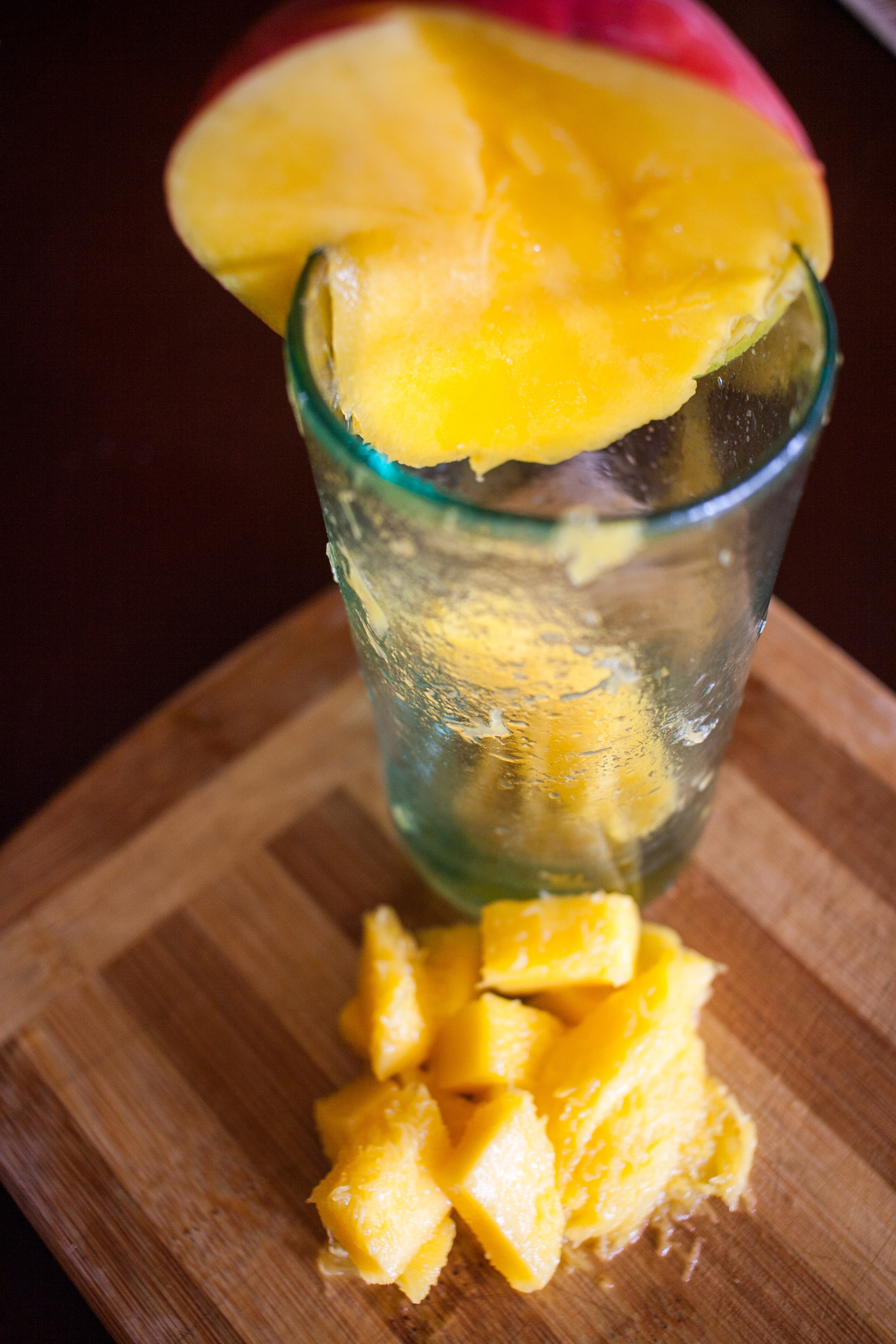 Bonus: Here is how to use a drinking glass to easily peel a mango, ready for chopping.